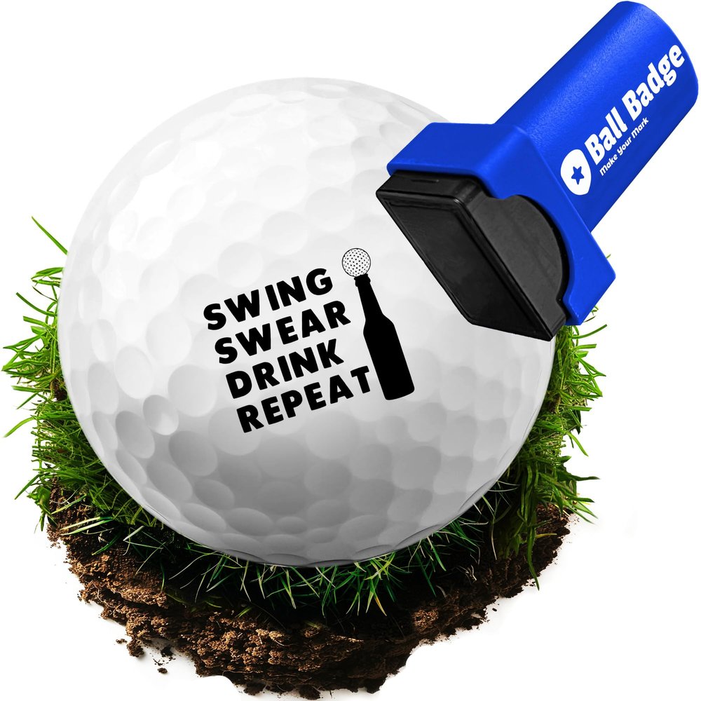 HODL 21 Ball Badge - Golf Ball Stamp (The Funny Series), Golf Ball Marker, Reusable Golf Ball Marking Tool to Identify Golf Balls (Swing Swear Drink Repeat)