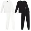 Arctic Hero Boys Thermal Underwear Set - 4 Piece Crewneck Waffle Knit Thermal Shirt Top and Long Johns for Kids (2T-18), Size 3T, Black/Ecru view 1