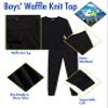Arctic Hero Boys Thermal Underwear Set - 4 Piece Crewneck Waffle Knit Thermal Shirt Top and Long Johns for Kids (2T-18), Size 3T, Black/Ecru view 2
