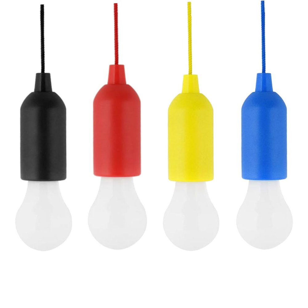 Unomor 4pcs Hanging Led Bulb Set Cord Led Pull Cord Light Home Decoration for Tents Garages