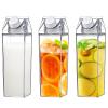 3 Pcs Milk Carton Water Bottles Reusable Plastic Square Milk Bottle Clear Milk Carton Container Portable Milk Carton Cups for Outdoor Activities School Travelling Camping US(3,transparent color) view 1