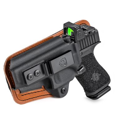 G43/G43X/G43X MOS IWB Holster for 9mm Glock 43, 43X, 43X MOS Pistol - Inside Waistband Concealed Carry With RMR Red Dot Optic Cut - Kydex Leather Hybrid for Appendix Carry, Left Hand, Black