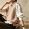 ZUEVI Womens Sweater Vest Round Neck Knit Pullover Vest Trendy Classic Sleeveless Pullover Sweaters Tops (Camel-M) view 4