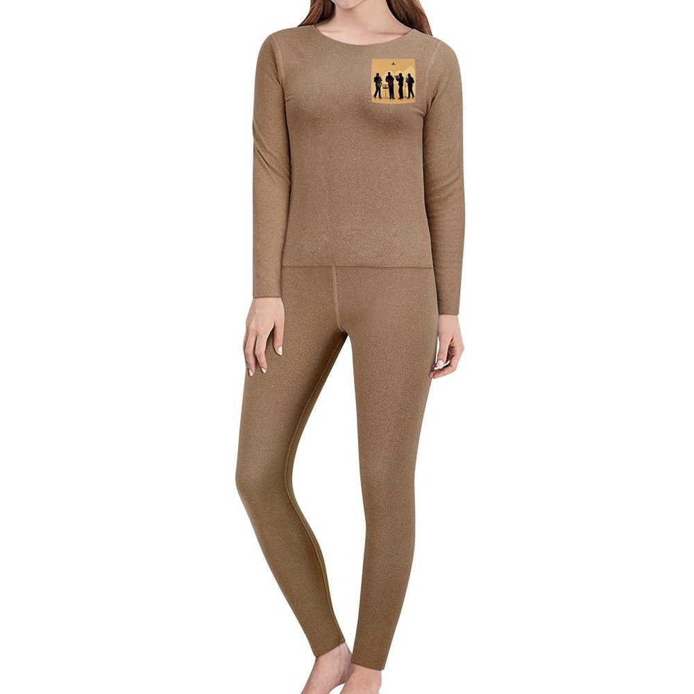 RKJVB M Silhouette of A Jazz Quartet Performing Thermal Underwear Set for Women Long Johns Women Base Layer Top Bottom for Cold Weather