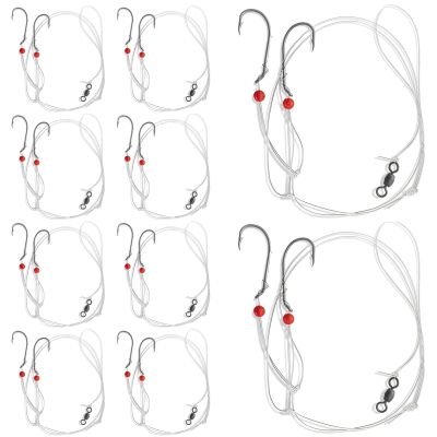 yeeplant 10 Pcs Pompano Rigs Surf Fishing Tackle Set, Saltwater Hi/Lo Tackle with High Sensitivity Floats, 3/0 Mustad Hooks, 36 Inch 30 Leader, Perfect for Cod, Snapper, Flounder, Sea Bass