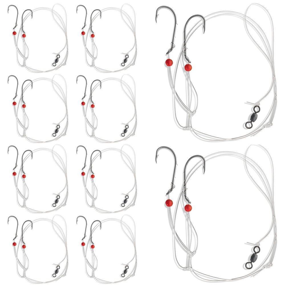 yeeplant 10 Pcs Pompano Rigs Surf Fishing Tackle Set, Saltwater Hi/Lo Tackle with High Sensitivity Floats, 3/0 Mustad Hooks, 36 Inch 30 Leader, Perfect for Cod, Snapper, Flounder, Sea Bass