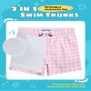 maamgic Boys Swim Trunks with Compression Liner Toddler Stretch Swim Shorts Quick Dry Swimming Trunks Boxer Brief 2 in 1 Beach Shorts Pink Gingham 8 view 2