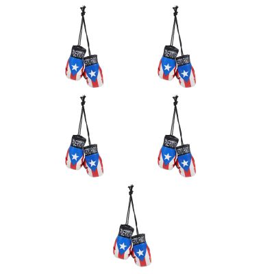 LUOZZY 5 Pairs Mini Boxing Gloves Miniature Punching Gloves Pendant with Rope Car Mirror Hanging Decoration for DIY Boxing Party Decor - Puerto Rico
