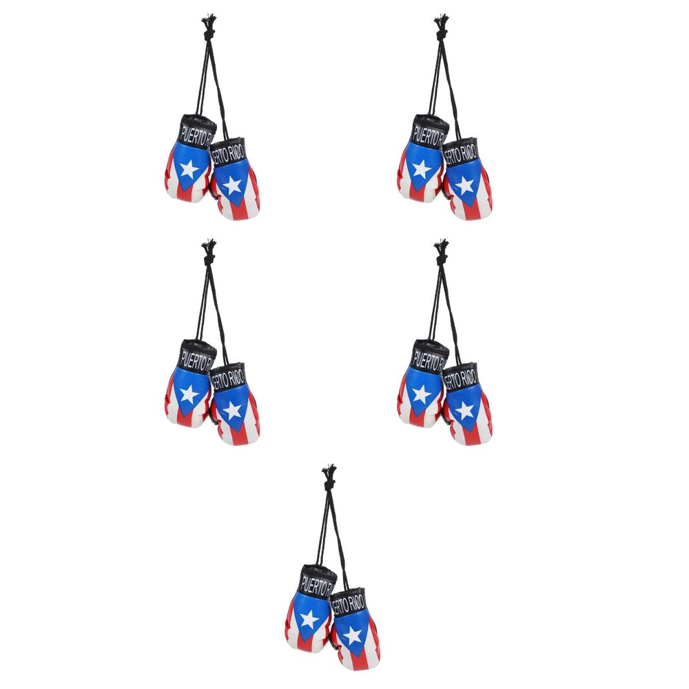 LUOZZY 5 Pairs Mini Boxing Gloves Miniature Punching Gloves Pendant with Rope Car Mirror Hanging Decoration for DIY Boxing Party Decor - Puerto Rico