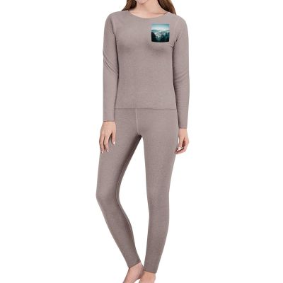 RKJVB M Blue Green Tree Landscape Thermal Underwear Set for Women Long Johns Women Base Layer Top Bottom for Cold Weather