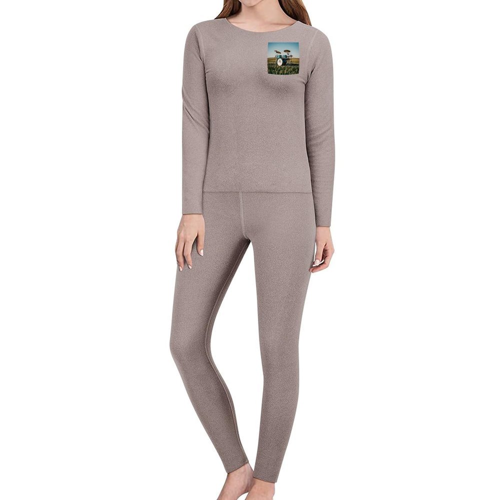 RKJVB M Field Printed Music Thermal Underwear Set for Women Long Johns Women Base Layer Top Bottom for Cold Weather