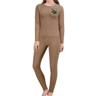 JTKBNVM A Colorful Quilt Women's Thermal Underwear Set with Soft Lined Long John Skiing Base Layer Pajama Set