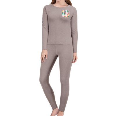 RKJVB M English Letter Thermal Underwear Set for Women Long Johns Women Base Layer Top Bottom for Cold Weather