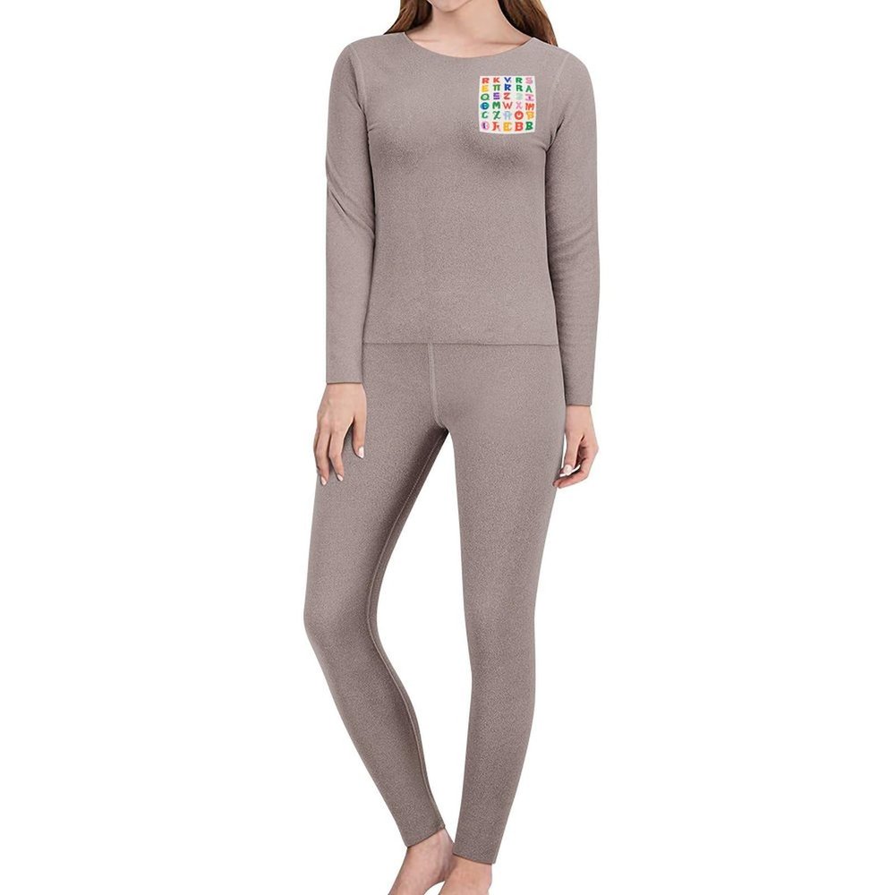 RKJVB M English Letter Thermal Underwear Set for Women Long Johns Women Base Layer Top Bottom for Cold Weather
