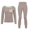 RKJVB M English Letter Thermal Underwear Set for Women Long Johns Women Base Layer Top Bottom for Cold Weather view 4