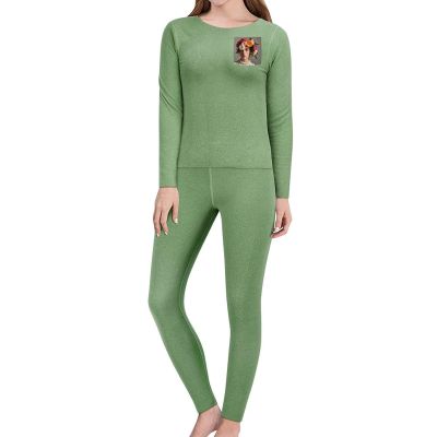 RKJVB L Head Wearing Floral Vortex Shape Thermal Underwear Set for Women Long Johns Women Base Layer Top Bottom for Cold Weather