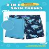 maamgic Boys Swim Trunks with Compression Liner Toddler Stretch Swim Shorts Quick Dry Swimming Trunks Boxer Brief 2 in 1 Beach Shorts Navy Dinosaur 2T view 2