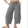 EVALESS Womens Pants Trendy Casual High Waisted Wide Leg Palazzo Trousers with Pockets Sleet XL view 1