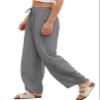 EVALESS Womens Pants Trendy Casual High Waisted Wide Leg Palazzo Trousers with Pockets Sleet XL view 3