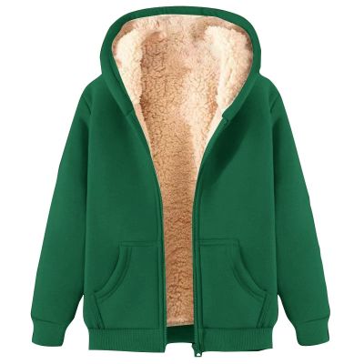 yaoeye Womens Cardigan Tops Button Coat Plus Jacket Loose Winter Hooded Wool Women Plush Size Coats