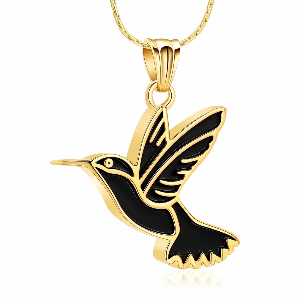 AIWENXI Pet Urns Necklaces for Ashes Hummingbird Cremation Memorial Ashes Necklaces Stainless Steel Pet Ash Pendant Keepsakes Gifts Jewelry for Men Women