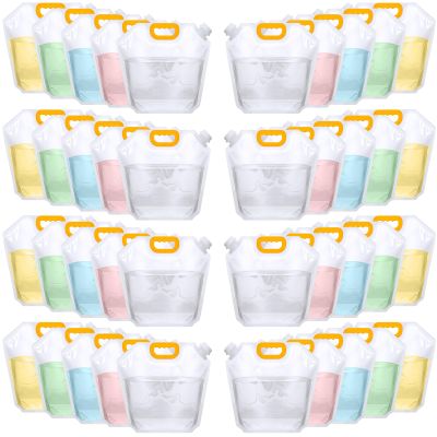 Jingmore 72 Pcs 1.3 Gallon Collapsible Water Storage Bag Emergency Jug Container Clear Plastic Water Bladder for Outdoor Sport Camping Hiking No Leak, Freezable, Odorless, Flat Folding