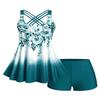 ROSE GAL Womens Plus Size Curve Ombre Color Floral Print Crisscross Modest Tankini Swimsuit Set(Green_2/4X) view 1