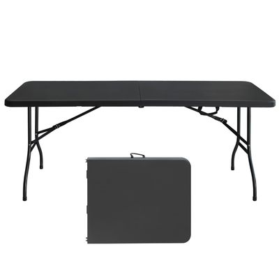 ZeHuoGe Portable Folding Table,Lightweight Picnic Party Dining Camp Table, Folding Banquet Table,Multifunctional Camping Table (Black, 6ft)