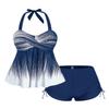 ROSE GAL Womens Plus Size Halter Backless Empire Waist Modest Boyshorts Tankini Swimsuit Set(Blue_1/5X) view 1