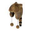 Child Cute Animal Hat Faux Fur Raccoon Tail Trapper Hat Warm Winter Earflaps Hat Windproof Plush Cap with Pompoms Brown view 1