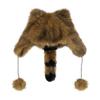 Child Cute Animal Hat Faux Fur Raccoon Tail Trapper Hat Warm Winter Earflaps Hat Windproof Plush Cap with Pompoms Brown view 4