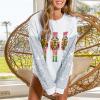 NUFIWI Women Christmas Sweatshirt Sequined Long Sleeve Glitter Santa Shirt Funny Merry Sweatshirt Xmas Sparkly Holiday Pullover(Cute White Sparkle,XL) view 2