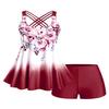 ROSE GAL Womens Plus Size Curve Ombre Color Floral Print Crisscross Modest Tankini Swimsuit Set(Red_1/4X) view 1