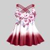 ROSE GAL Womens Plus Size Curve Ombre Color Floral Print Crisscross Modest Tankini Swimsuit Set(Red_1/4X) view 2