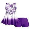 ROSE GAL Womens Plus Size Curve Ombre Color Floral Print Crisscross Modest Tankini Swimsuit Set(Purple_1/4X) view 1