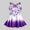 ROSE GAL Womens Plus Size Curve Ombre Color Floral Print Crisscross Modest Tankini Swimsuit Set(Purple_1/4X) view 3
