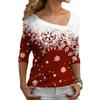 Akivide Christmas Shirts for Women 2024,Casual Long Sleeve Snow Pattern Diagonal V Neck Tunic Blouse Tops view 1