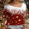 Akivide Christmas Shirts for Women 2024,Casual Long Sleeve Snow Pattern Diagonal V Neck Tunic Blouse Tops view 2