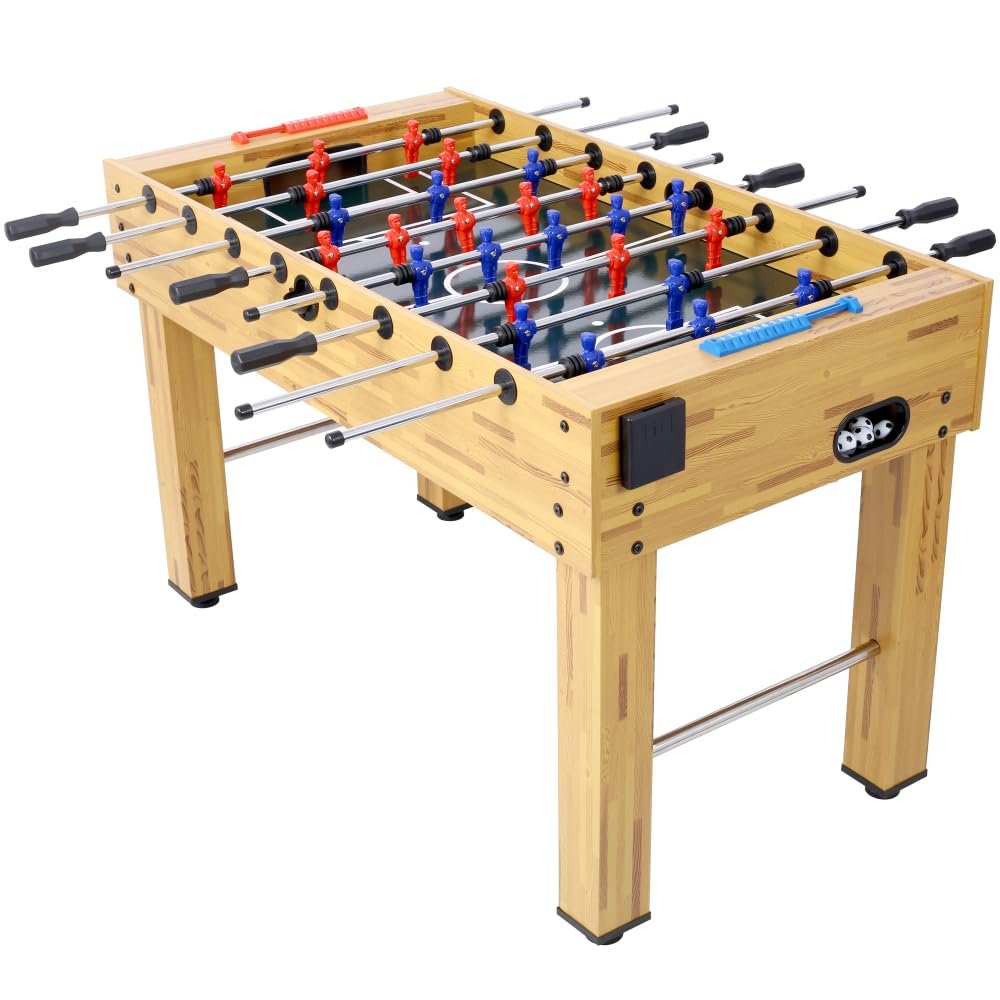 Beaunicorn 54-Inch Hurricane Foosball Table for Family Game Rooms with Light Cherry Finish, Analog Scoring and Free Accessories (Natrual)