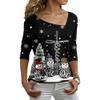 Akivide Christmas Shirts for Women 2024,Casual Long Sleeve Snow Pattern Diagonal V Neck Tunic Blouse Tops view 1