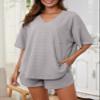 Dokotoo Women's 2 Piece Lounge Sets for Women with Pockets V Neck Waffle Knit Lounge Shirts Drawstring Shorts Pants Outfits loungewear Two Sets Woman Trendy Casual Matching Sets Clothing view 2