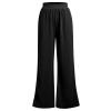 Corduroy Pants Women Khaki Wide Leg Pants for Womens High Waisted Stretchy Straight Pants Trendy Pants Groovy Pants Side Slits Pants for Women Pantalones para Mujeres Black M view 4