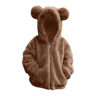 Baby Girls Boys Winter Warm Coats Ear Hooded Faux Fur Fleece Jacket Cotton Fuzzy Winter Warm Bear (Brown, 7-8 Years)