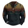 Aztec Vintage Graphic Western Sweatshirts Casual Long Sleeve 1/4 Zip Country Pullover Tops Sweatshirts Men Christmas Sweatshirt Pullover Big And (L, Dark Green) view 1