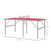 Mini Table Tennis Set, Foldable Table Tennis Table, Children's Table Tennis Table, Suitable for Indoor and Outdoor Use, with Net, 2 Rackets, 3 Balls, Adjustable Feet, Easy to Assemble, Red view 2