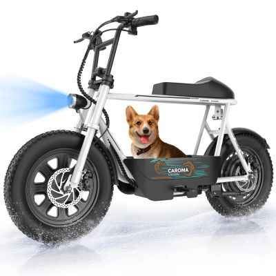Caroma Peak 1200W Electric Scooter with Seat, 16" Fat Tire Electric Scooter for Adults & Teens, 30 Miles Ranges 20MPH Max Speed, Electric Motorcycle for Commuting with Basket White
