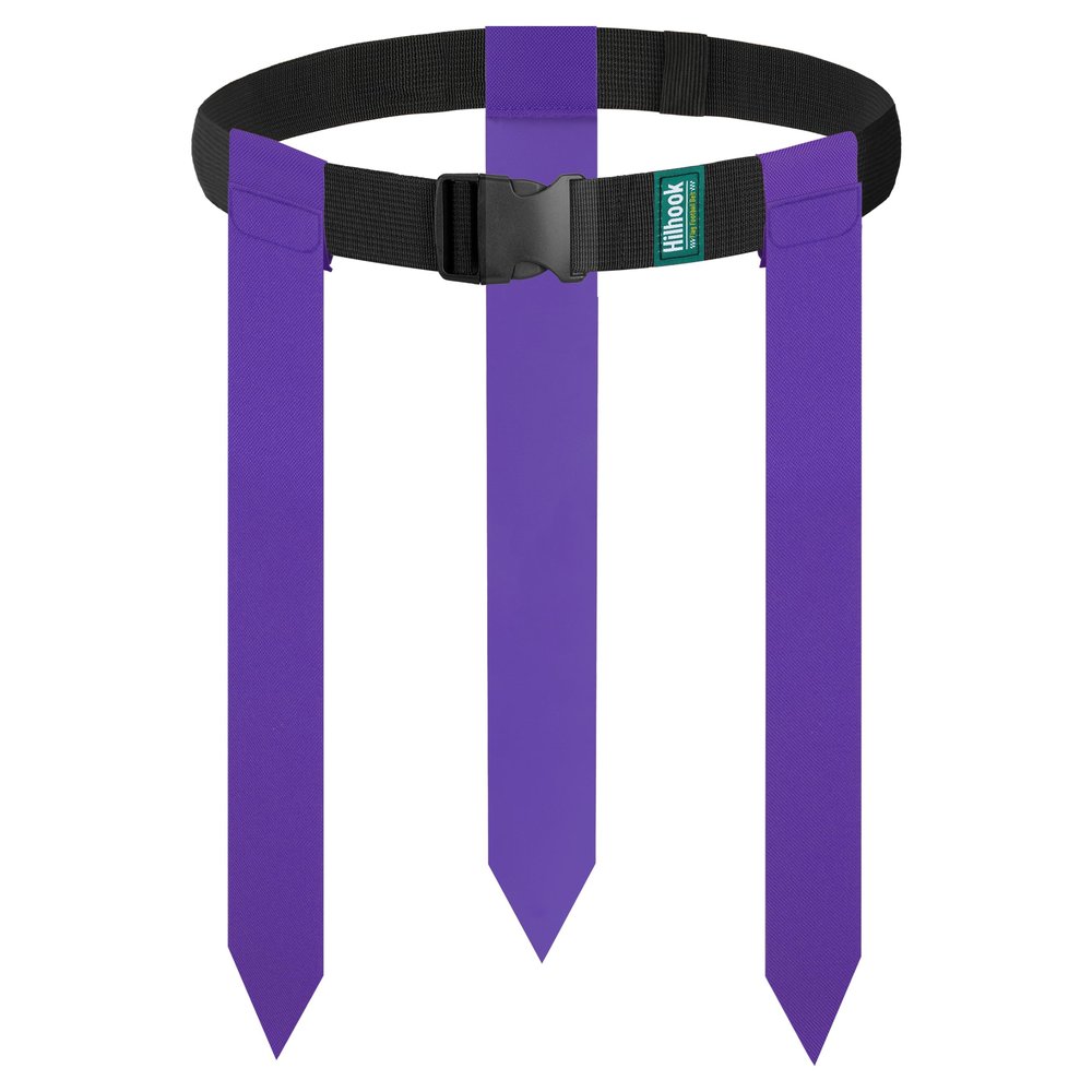 Hilhook Flag Football Belts, Sets of 12 Purple Flag Football Sets with 42 Flags for Youth, Kids and Adults Sport Team Building and Competition Training