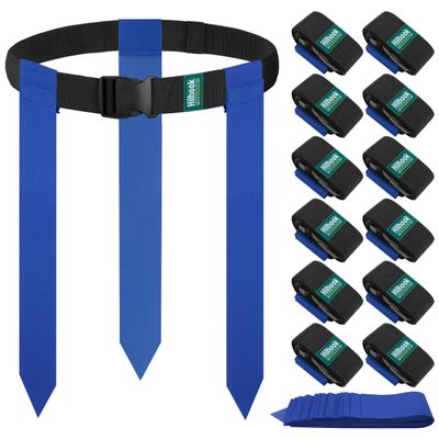 Hilhook Flag Football Belts, 12 Players Blue Flag Football Sets for Youth, Kids and Adults Competition Training and Sport Team Building