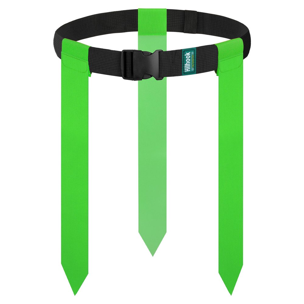 Hilhook Flag Football Belts, Sets of 12 Green Flag Football Sets with 42 Flags for Youth, Kids and Adults Sport Team Building and Competition Training