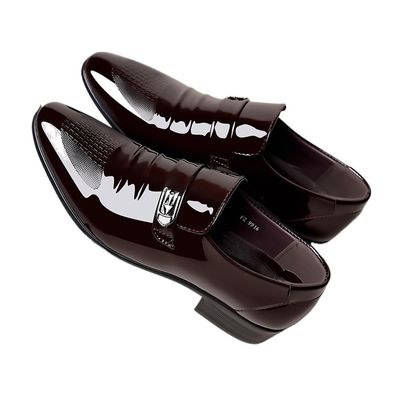 MLBEIU Leather Shoes Business Casual Spring and Autumn Breathable Men's British Korean Version Pointed Groom Wedding Shoes Oxfords(Brown,8.5)